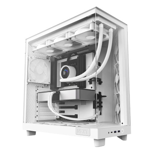 Корпус без блока питания/ Case NZXT H6 Flow, Midi-Tower, TG, 3x120mm, 2xUSB-A 3.2 + 1xUSB-C 3.2, ATX, mATX, mITX White (CC-H61FW-01)