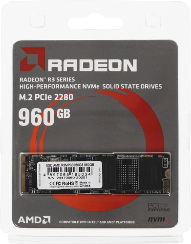 Накопитель SSD AMD PCIe 3.0 x4 960GB R3MP30960G8 Radeon M.2 2280 фото 4