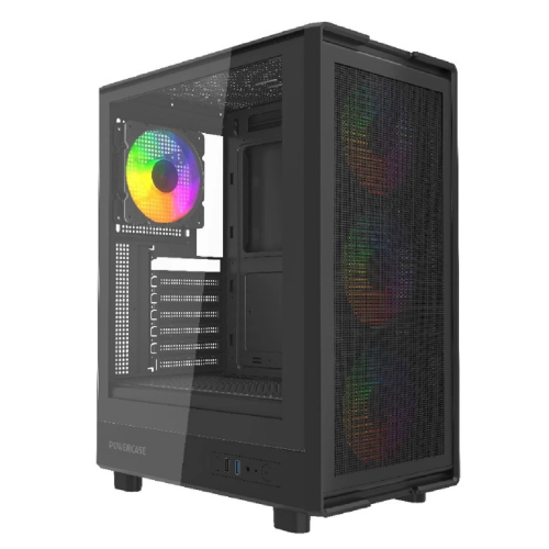 Powercase Корпус Mistral A4B, Tempered Glass, 4x 120mm FRGB Fans, чёрный, ATX (CMAB-L4)