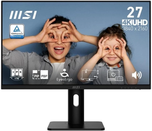Монитор MSI PRO MP273UP E6 27 16:9 UHD(3840x2160) IPS Flat,1ms(MPRT),1000:1,100M:1,300nit,178/ 178,2xHDMI 2.0,DP 1.4,Speaker,Tilt,Swivel,Height,Pivot,VESA,60Hz,Black,1y war-ty (9S6-3PB49H-414)