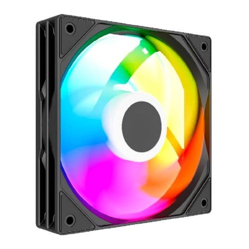 Powercase Вентилятор (M53-14 ARGB) Black 140x140x25mm (PWM, 80шт./ кор, 4pin PWM (M+F)+ 3pin ARGB (M+F), 600-1800±10% об/ мин) Bulk фото 2