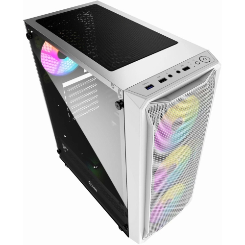Powercase CMIZW-L4 Mistral Z4 White, Tempered Glass, Mesh, 4x 120mm 5-color LED fan, белый, ATX фото 2