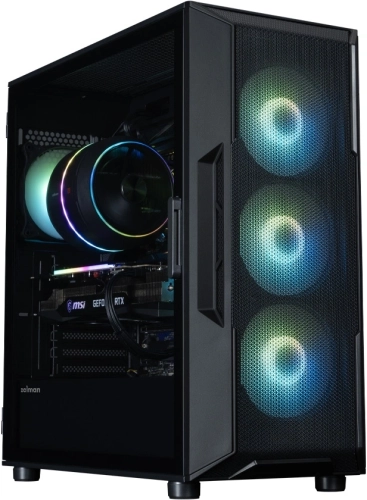 корпус ZALMAN I3 NEO ARGB V2 BLACK, ATX, BLACK, FRONT MESH, WINDOW, 2x3.5, 3x2.5, 1xUSB2.0, 2xUSB3.0, 1xUSB Type-C, FRONT 3x120mm ARGB, REAR 1x120mm ARGB