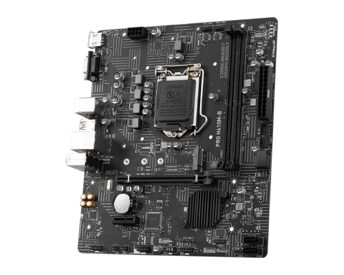 Материнская плата MSI PRO H410M-B {mATX, H510, LGA1200,2xDDR4,1xPCI-Ex16,1xPCI-Ex1,1xM.2,4xSATA3,4xUSB3.2 Gen1,6xUSB2.0,HD Audio} фото 2