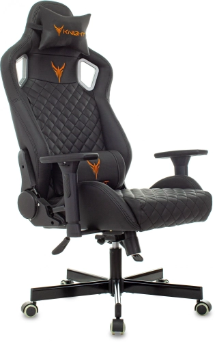 Кресло игровое Knight Outrider черный ромбик экокожа с подголов. крестов. металл (KNIGHT OUTRIDER B)
