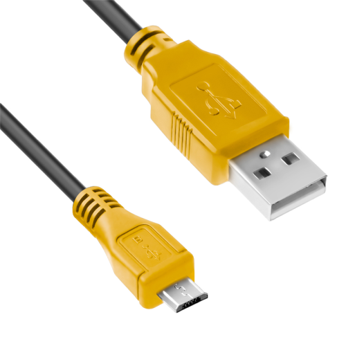 Кабель1.0m USB 2.0, AM/microB 5pin, черный, желтые коннекторы (4PH-R90005)