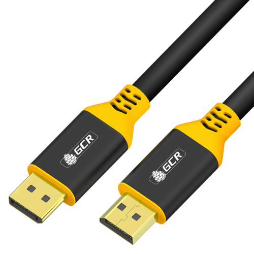 GCR Кабель 0.5m DisplayPort v1.2, черный, AL case, желтый ПВХ, 28/ 28 AWG, GCR-54435
