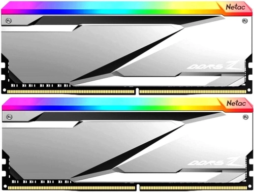 Netac Z RGB 32GB (2x16GB) DDR5-6400 (PC5-51200) C32 Silver 32-38-38-90 1.35V XMP Dual DIMM Kit (NTZED5P64DP-32S)