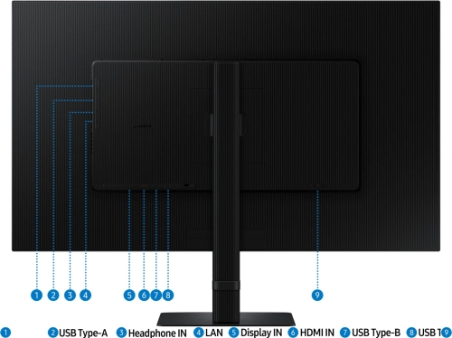 Монитор Samsung S32D804UAI 32 VA LED monitor, 3840x2160, 5ms(GtG), 350 cd/m2, MEGA DCR( static 3000:1), 178°/178°, 60Hrz, HDMI, DP, USB3.0x3, USB-C (90), LTSP, HAS 120mm, HDR10, sRGB 99%, VESA 100x100 (LS32D804UAIXCI) фото 16