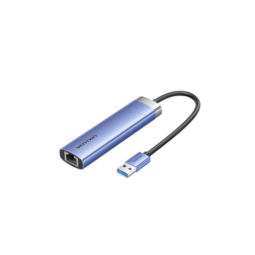 Сетевой адаптер Vention USB 3.0 M/Gigabit Ethernet RJ45+OTG хаб 3xUSB Синий - 0.15м. (TGFSB)