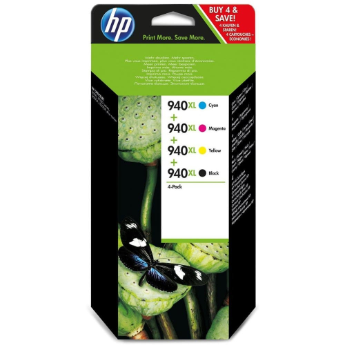 HP 940XL Ink Cartridge Combo Pack, черный (2200 стр) , голубой, пурпурный, желтый (1400 стр) (C2N93AE)