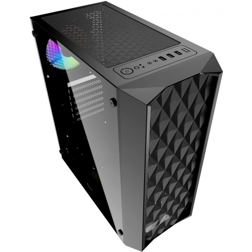 Powercase CMDM-L1 Корпус Diamond Mesh LED, Tempered Glass, 1x 120mm 5-color fan, чёрный, ATX (CMDM-L1) фото 2