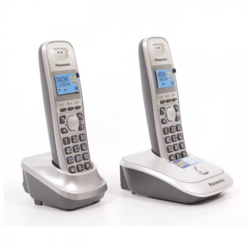 Беспроводной телефон DECT Panasonic/ Точечный, АОН, однолинейный,Caller ID, полифония, в комплекте 2 радиотрубки, платиновый (KX-TG2512RUN) фото 2