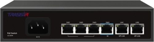 Коммутатор Trassir TR-NS1206-65-4PoE (L2) 6x100Мбит/с 4PoE неуправляемый