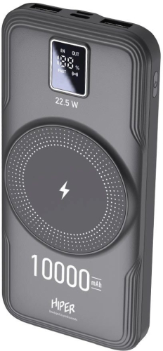 Мобильный аккумулятор Hiper AIR 10000 10000mAh QC/ PD 3A беспров.зар. черный (AIR 10000 BLACK)