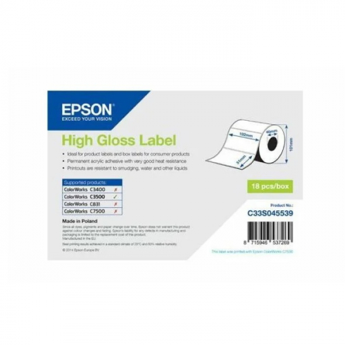 Лента Epson High Gloss Label рулон белый 102 х 51 мм 610 шт (C33S045539)