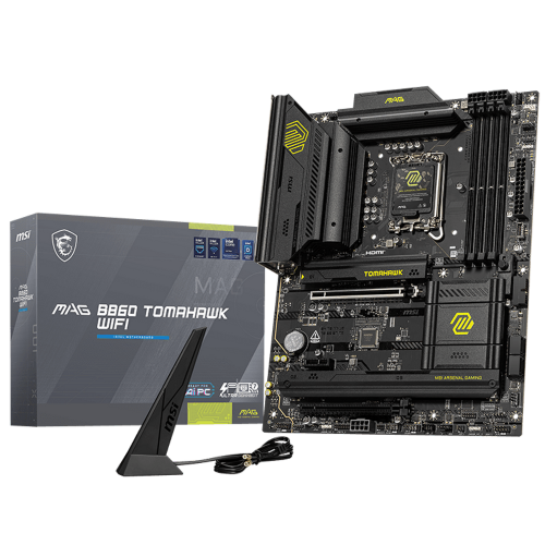 Материнская плата MSI MAG B860 TOMAHAWK WIFI B860, LGA1851, 4*DDR5, 2*PCIEx16, 1*PCIEx1, 3*M.2, 3*TypeC, 4*USB3.2Gen2, 2*USB3.2Gen1, 8*USB2.0, 4*SATA3.0, 5G, Type-C(DP), DP, HDMI, ATX, RTL