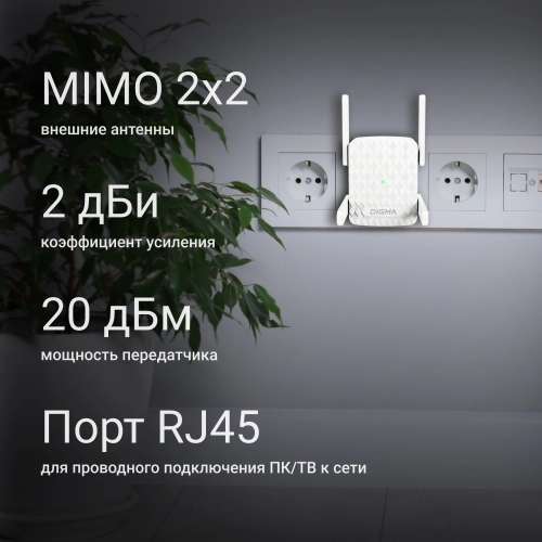 Повторитель беспроводного сигнала Digma D-WR400 AC1200 10/ 100BASE-TX/ Wi-Fi белый фото 11