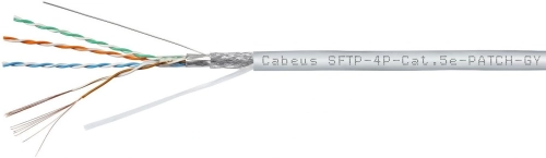 Cabeus SFTP-4P-Cat.5e-PATCH-GY Кабель витая пара экранированная SFTP (SF/UTP), категория 5e, 4 пары, многожильный (305 м), PVC нг(А)-LS