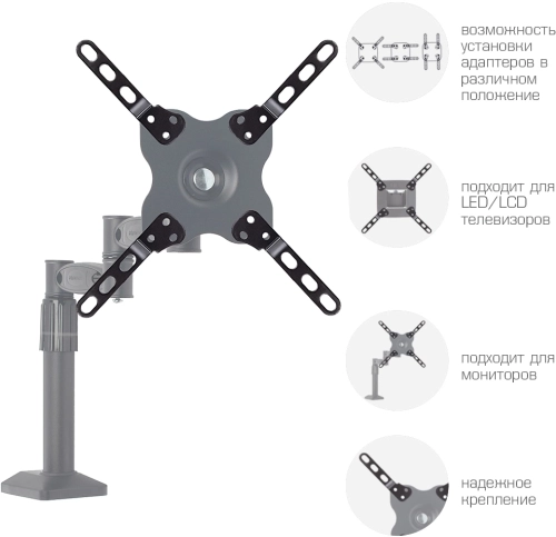 Кронштейн-адаптер для телевизора Kromax ADAPTER-200 черный 33-43 макс.20кг настольный фиксированный (90373) фото 5