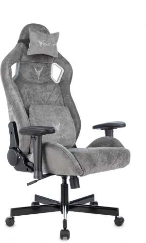 Кресло игровое Knight Outrider серый Light-19 с подголов. крестов. металл (KNIGHT OUTRIDER GLTD)