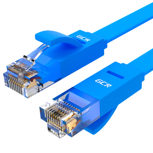 Greenconnect Патч-корд PROF плоский прямой 1.5m, UTP медь кат.6, синий, 30 AWG, GCR-LNC621-1.5m ethernet high speed 10 Гбит/ с, RJ45, T568B