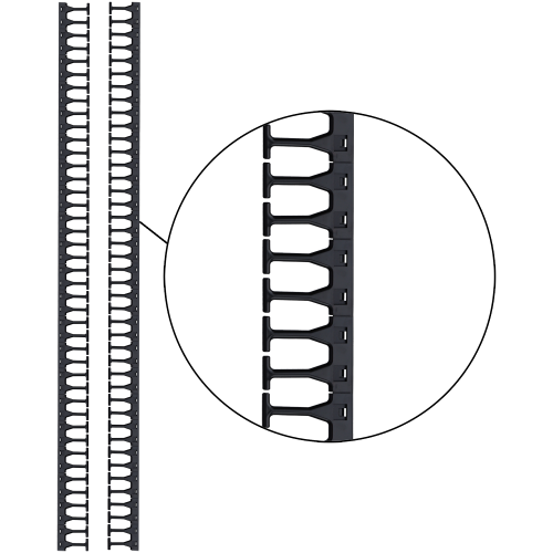 Кабельная гребенка 42U с пальцами глубиной 106 мм, для шкафов LANMASTER DCS шириной 800 мм, 2 шт. в компл., черная (LAN-DC-CB-42UX8-PF/S)