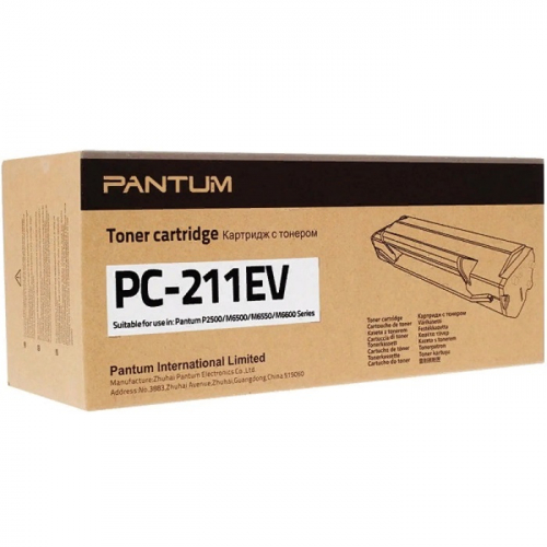 Тонер-картридж Pantum PC-211EV, черный, 1600 стр., для P2200/ P2207/ P2507/ P2500W/ M6500/ M6550/ M6607