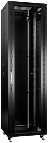 Шкаф коммутационный Cabeus (SH-05C-42U60/60-BK) напольный 42U 600x600мм пер.дв.стекл металл 800кг черный 500мм 90кг 2055мм IP20 сталь