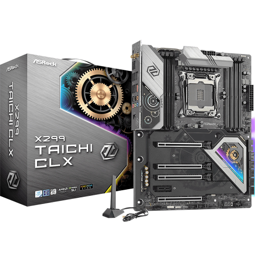 X299 TAICHI CLX, Socket 2066, Intel®X299, 8xDDR4-2666, 4xPCI-Ex16, 1xPCI-Ex1, 10xSATA3(RAID 0/ 1/ 5/ 10), 3xM.2, 8 Ch Audio, GLan, 1x2.5GLAN, WiFi, (2+4)xUSB2.0, (4+2)xUSB3.2, (1+1)xUSB3.2 Type-C™, ATX, RTL, {5} (339765)