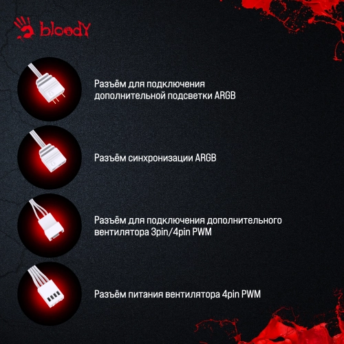 Вентилятор для корпуса Bloody BD-CF120ARGB5 LCD ARGB 120х120x25 белый 4-pin 26дБ (BD-CF120ARGB5-WH) Ret фото 12