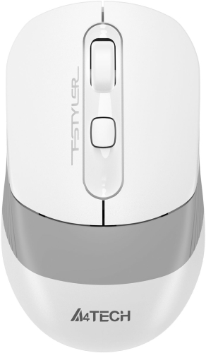 Мышь A4Tech Fstyler FG10CS Air белый/ серый оптическая (2000dpi) silent беспроводная USB для ноутбука (4but) (FG10CS AIR GRAYISH WHITE)