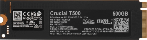 Твердотельный накопитель SSD Crucial M.2 2280 500GB Crucial T500 Client SSD CT500T500SSD8 PCIe Gen4x4 with NVMe, 7200/ 5700, TLC, 300TBW фото 2
