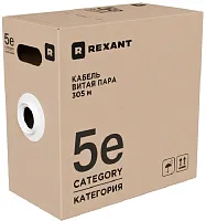 Кабель информационный Rexant 02-0004-R кат.5E U/UTP 4 пары 24AWG нг(А)-HF внутренний 305м серый