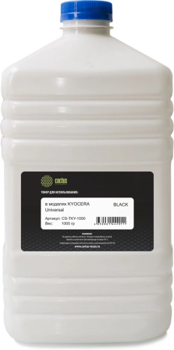 Тонер Cactus CS-TKY4-1000 черный флакон 1000гр. для принтера Kyocera TK-3060/3100/3110/3130/3150/3160/3170/3190/3200/3300/3400/3410/3430/3440/50/55/60/65/310/320/330/340/350/360 (для высокоскоростных машин