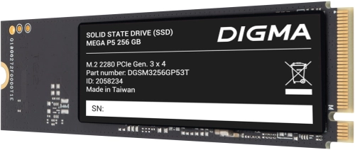Накопитель SSD Digma PCIe 3.0 x4 256GB DGSM3256GP53T Mega P5 M.2 2280 фото 2