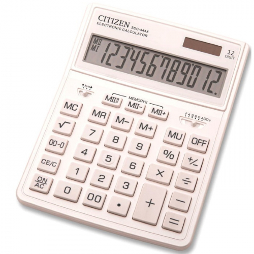 Калькулятор бухгалтерский Citizen SDC-444XRWHE белый 12-разрядный