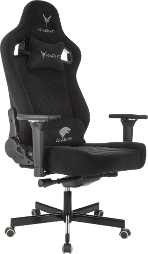 Кресло игровое Knight Hunter черный Alfa Black искусственная замша крестов. металл (KNIGHT HUNTER LT20)