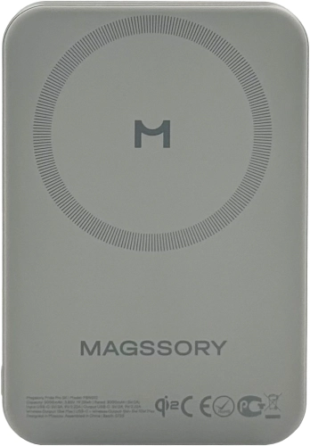 Мобильный аккумулятор Magssory PBN022 10000mAh QC4.0/ PD3.0 15W 3A USB-C беспров.зар. титановый (2137180) (2137180#MLN)