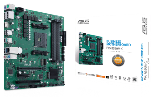 ASUS PRO B550M-C/CSM, Socket AM4, B550, 2*DDR4,2*DP+HDMI, SATA3 + RAID, Audio, Gb LAN, USB 3.1*8, USB 2.0*4, COM*1 header (w/o cable), mATX ; 90MB15Q0-M0EAYC, 3 year