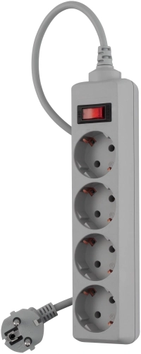 Сетевой фильтр Buro 400SL-5-G 5м (4 розетки) серый (пакет ПЭ) фото 2