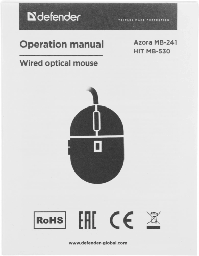 Мышь проводная AZORA MB-241 голубая 52243 DEFENDER фото 12