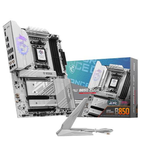 Материнская плата MSI MPG B850 EDGE TI WIFI B850, AM5, 4*DDR5, 3*PCIEx16, 4*M.2, 3*TypeC, 2*USB3.2Gen2, 1*USB3.2Gen1, 4*USB2.0, 4*SATA3.0, 5G, HDMI, ATX, RTL