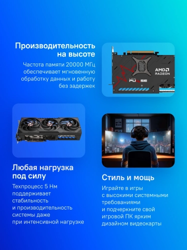 Видеокарта Sapphire RX9070XT PULSE 16GB GDDR6 256bit 2xDP 2xHDMI 3FAN RTL (11348-03-20G) фото 8