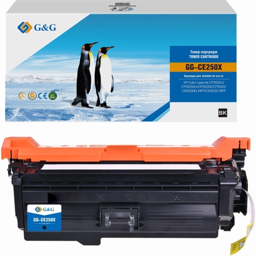 Картридж лазерный G&G GG-CE250X CE250X черный (10500стр.) для HP CLJ CP3525n/ CP3525dn/ CP3525X/ CP3520/ CM3530fs MFP/ CM3530 MFP