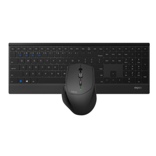 Rapoo 9500M клав:черный мышь:черный USB беспроводная Bluetooth/ Радио slim (18892)