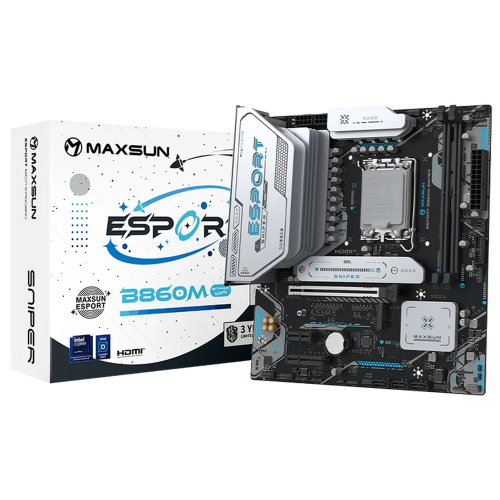 Материнская плата Maxsun MS-eSport B860M SNIPER WIFI B860, LGA1851, 2*DDR5, 1*PCIEx16, 1*PCIEx4, 1*PCIEx1, 2*M.2, 4*USB3.2Gen2, 2*USB3.2Gen1, 6*USB2.0, 3*SATA3.0, 2.5G, Type-C(DP), DP, HDMI, M-ATX, RTL (6940709661246)