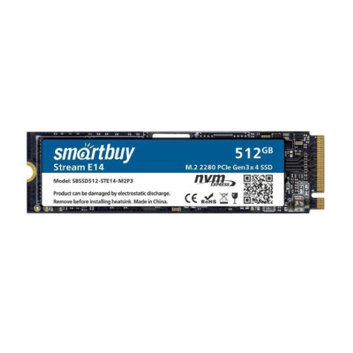 *Твердотельный накопитель Smartbuy Stream E14 M.2 SSD 512GB NVMe PCIe3 (SBSSD512-STE14-M2P3)