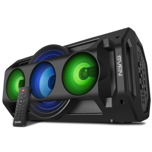 SVEN PS-680 2.0 Мобильные колонки чёрные (2x32.5W, mini Jack, USB, Bluetooth, FM, micro SD, LED-дисплей, ПДУ, 2 x 4400 мA, LED подсветка) (SV-020187)
