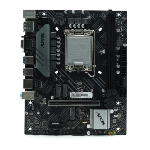 Материнская плата/ MB AFOX INTEL B760 s1700, 2xDDR4(64GB), 1xPCIe 4.0x16, 1xPCIe x1, 1xMPCIe, 1xHDMI, 1xD-Sub, 1xLAN(1GbE), 3xSATA, 1xM.2, 4xUSB 3.0, 2xUSB 2.0, 2xPS/2, mATX (B760D4-MA5-V2)
